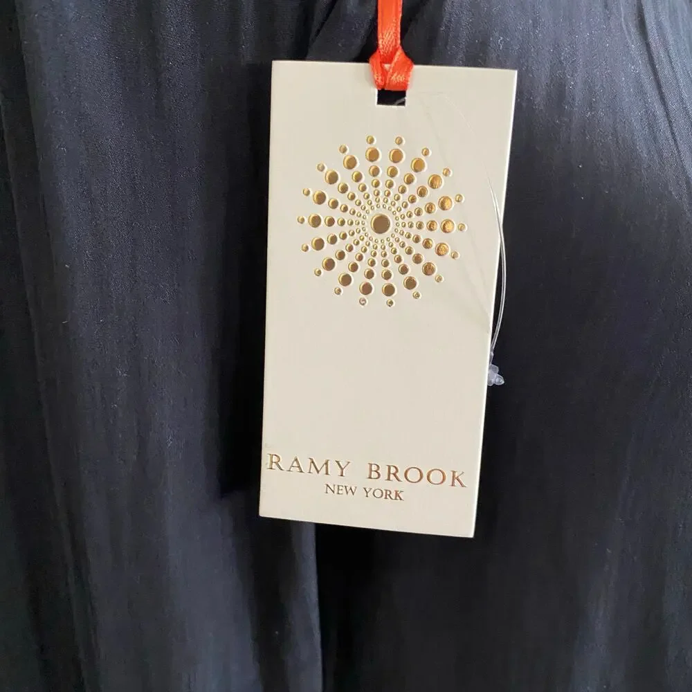 Ramy Brook Marina Cross Front Blouse Top Fits Sz S Black Long sleeve AS76361 325 - Picture 12 of 14